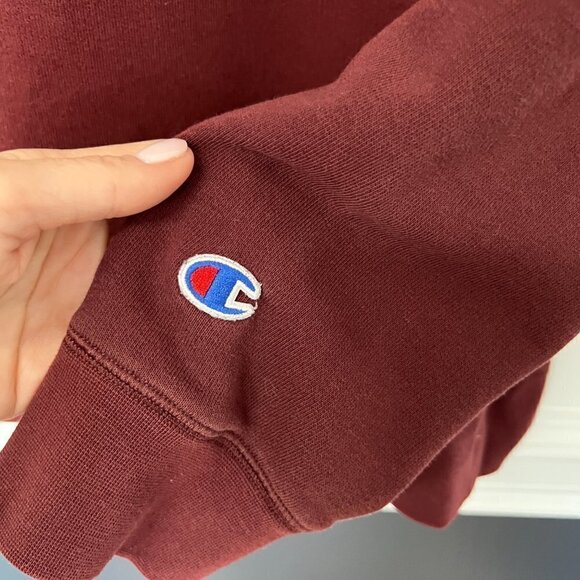 Champion Lightweight Logo Sweatshirt Size Lg Burgundy - Picture 7 of 12
